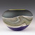 sage and cobalt glass sphere vessel