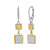 Sterling Silver and Yellow Gold Plater Applique Sparkling Double Square Earrings