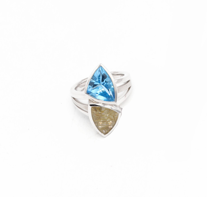 Blue Topaz and Quartz Ring