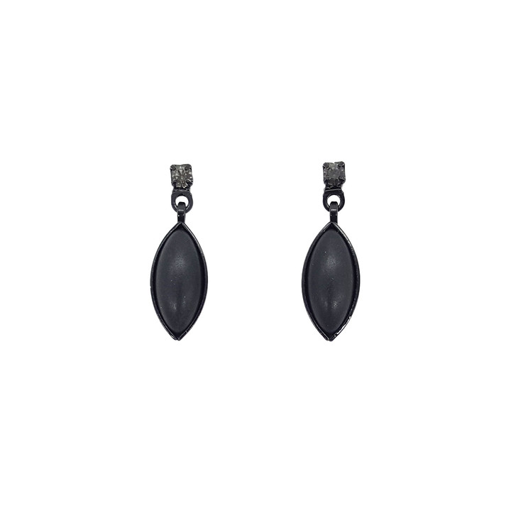 E89B-B Earrings - Post, Crystal with Single Leaf