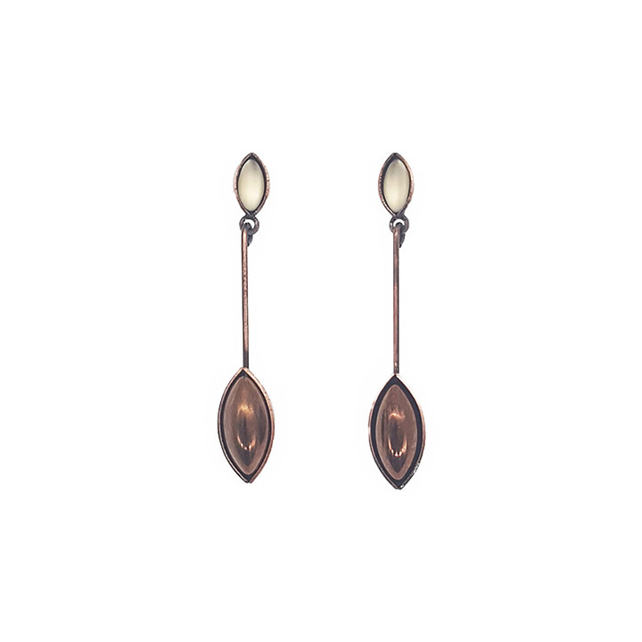 E240Z-HY Earrings - Post, 2 Leaves