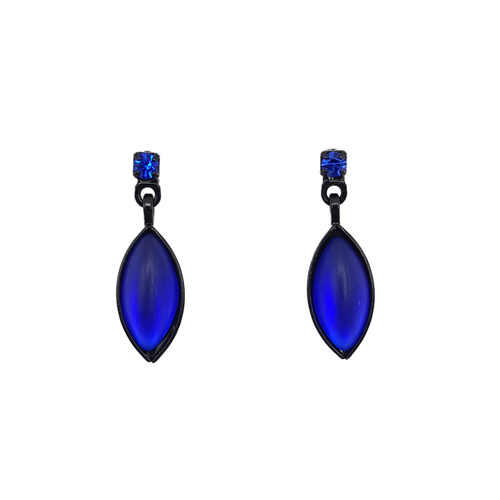 E89B-S Earrings - Post, Crystal with single leaf