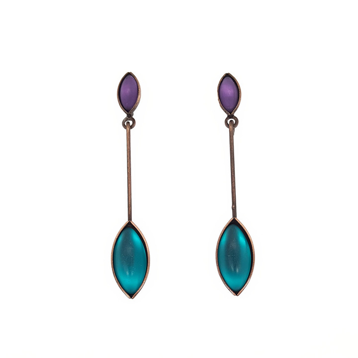 E240Z-TE Earrings - Post, 2 Leaves