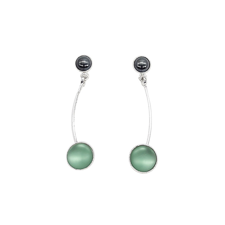 E190S-3QE Earrings - Post, 2 Round Beads