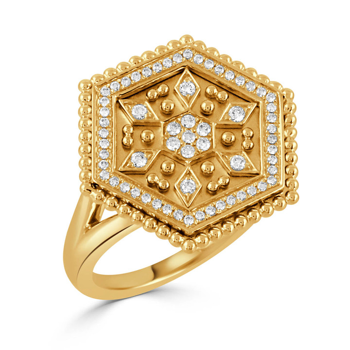 gold hexagon ring with diamonds gold hexagon ring with diamonds