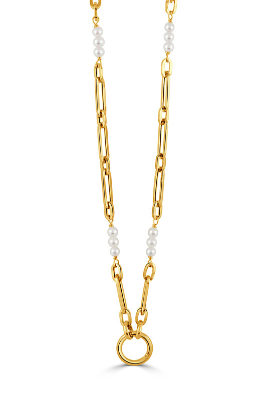 Gold Necklace with Small Pearls