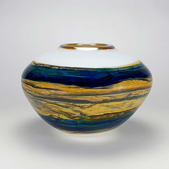 blue and white glass sphere container blue and white glass sphere container