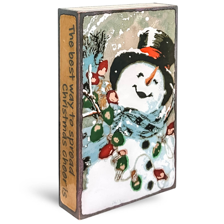 small wall or desk art with snowman