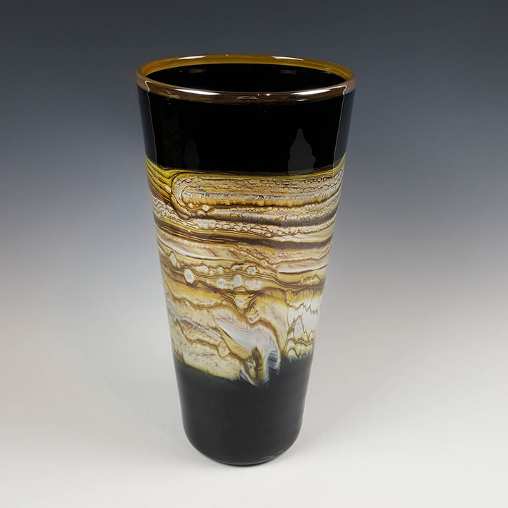 tall black glass vase container