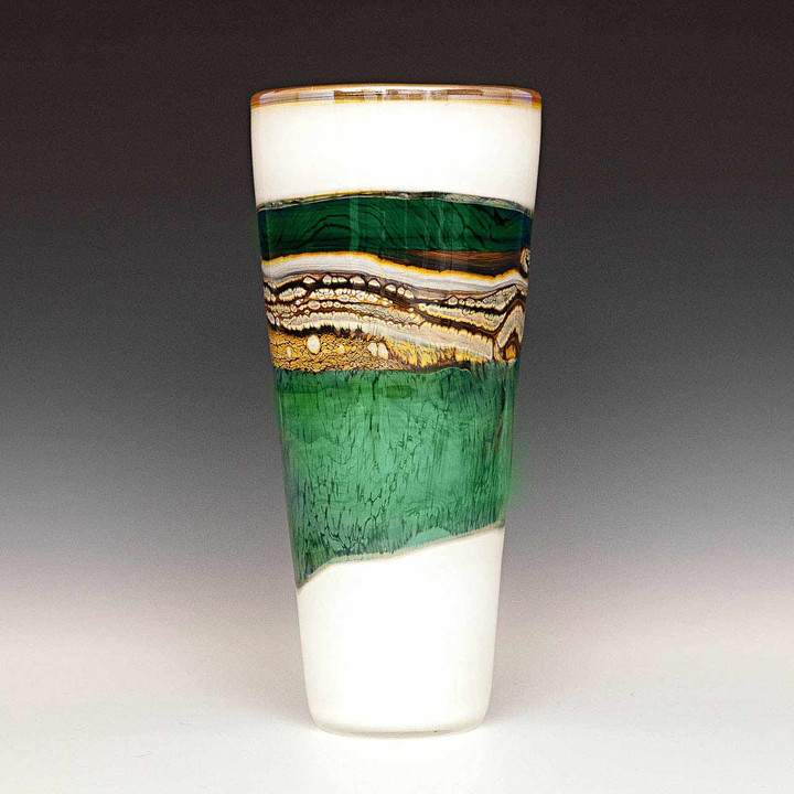 White Opal Malachite Cone Vase White Opal Malachite Cone Vase