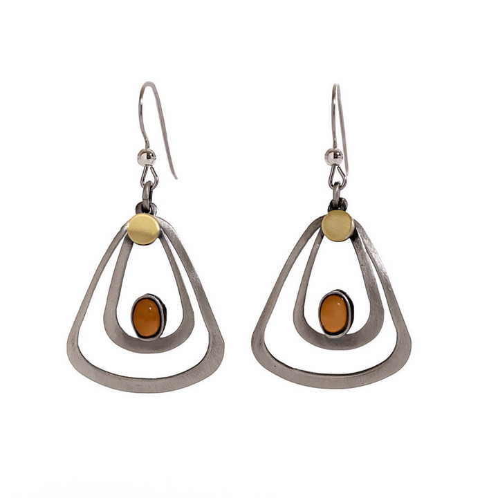 abstract dangle hook earrings with citrine gemstone
