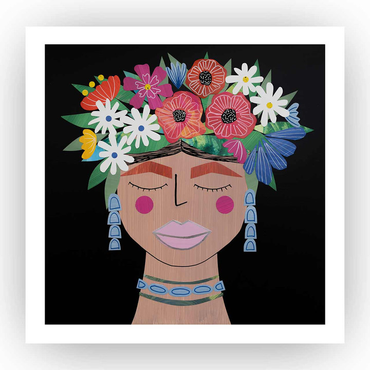 girl with floral headband giclee print girl with floral headband giclee print