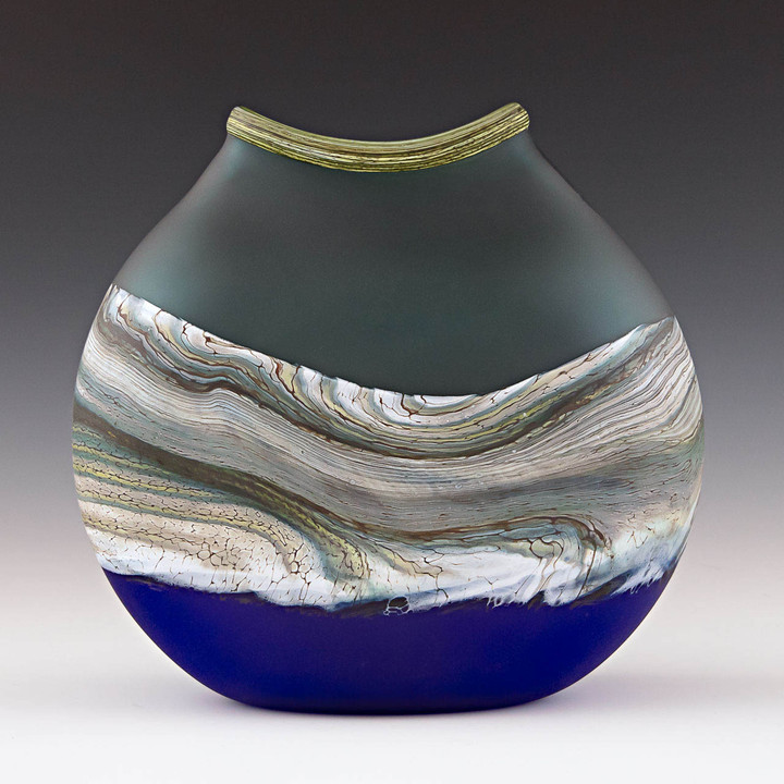 sage and cobalt glass vessel sage and cobalt glass vessel