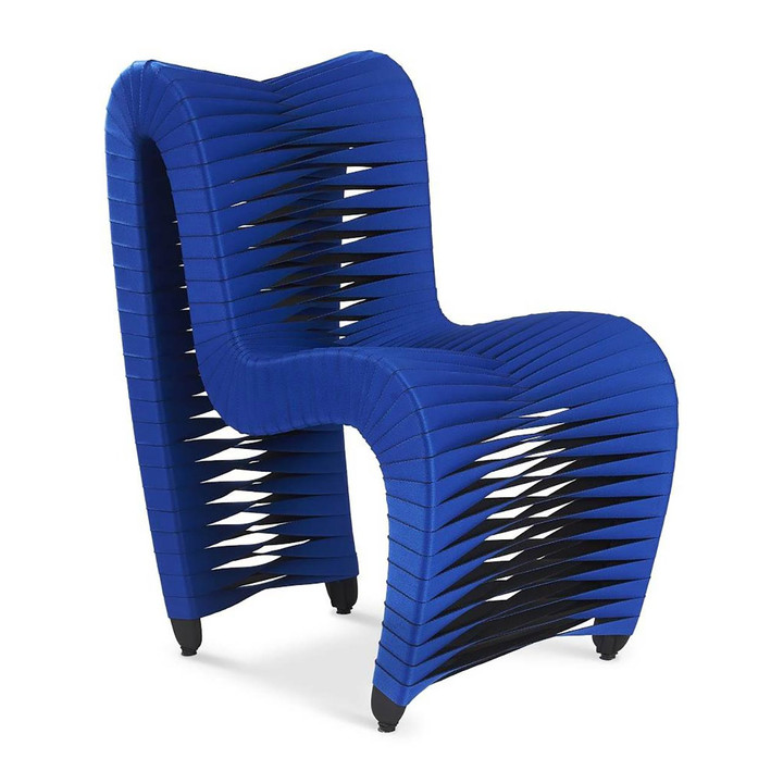 blue seat belt dining chair front