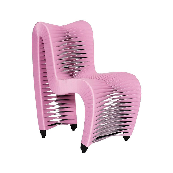 pink seat belt dining chair front