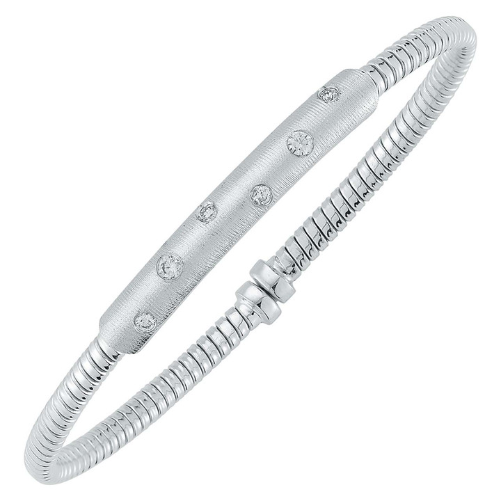 18K White Gold Diamond Satin Finish Bracelet