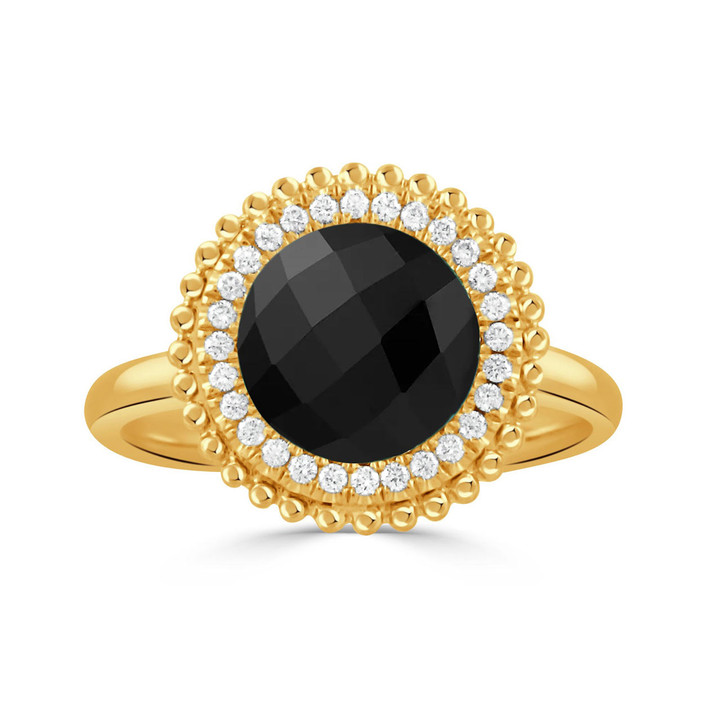 black onyx gold ring with diamonds