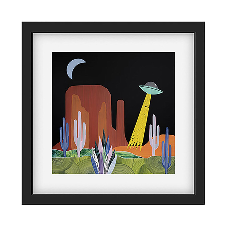 ufo in the desert print with black frame