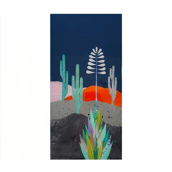 blooming agave desert landscape collage front view