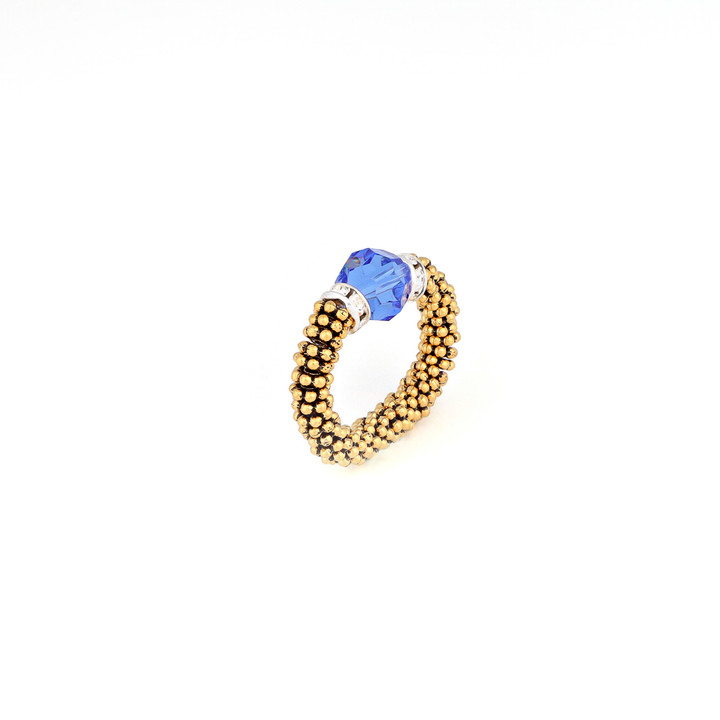 Single Blue Crystal Stretchable Ring
