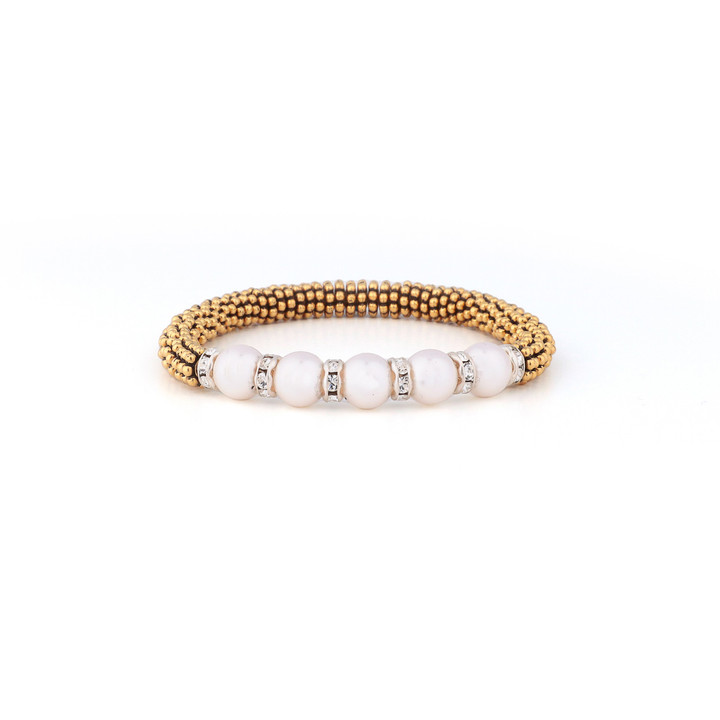 White Pearl Crystal Stretchable Bracelet