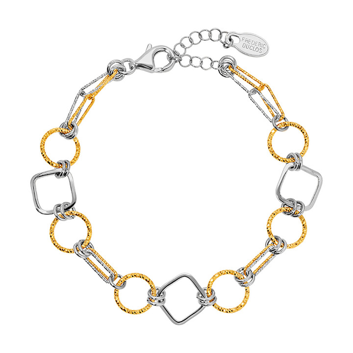 Sterling Silver and Yellow Gold Plated Geometric Game Bracelet Sterling Silver and Yellow Gold Plated Geometric Game Bracelet