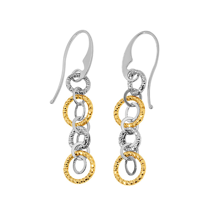 Rhodium and Yellow Gold Plated Sterling Silver Sparkle and Sparkle Earrings