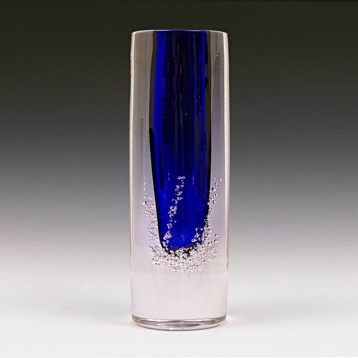 Sea Foam Heavy Cylinder Vase - Cobalt