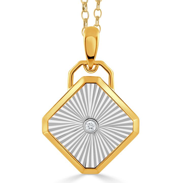18k two tone gold helios pendant with diamond 18k two tone gold helios pendant with diamond