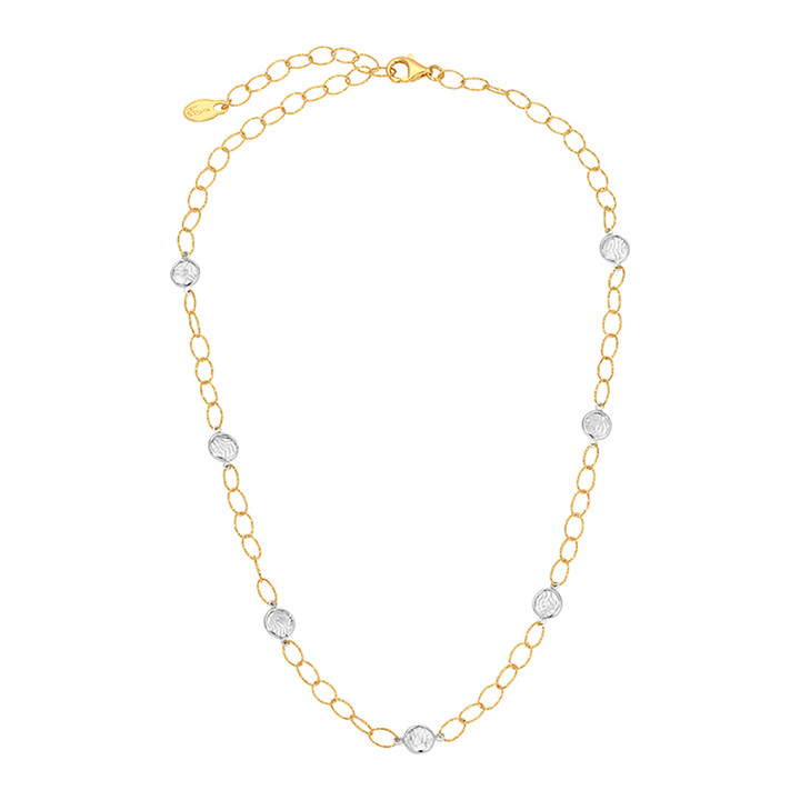 Rhodium and Yellow Gold Plated Sterling Silver Ripples Necklace