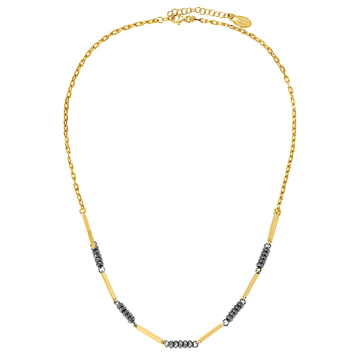 Gold and ruthenium bead necklace by Frederic Duclos