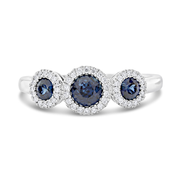 White gold ring with sapphires and diamonds by Roman and Jules