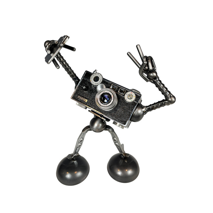 Metal sculpture with vintage camera by Adam Homan