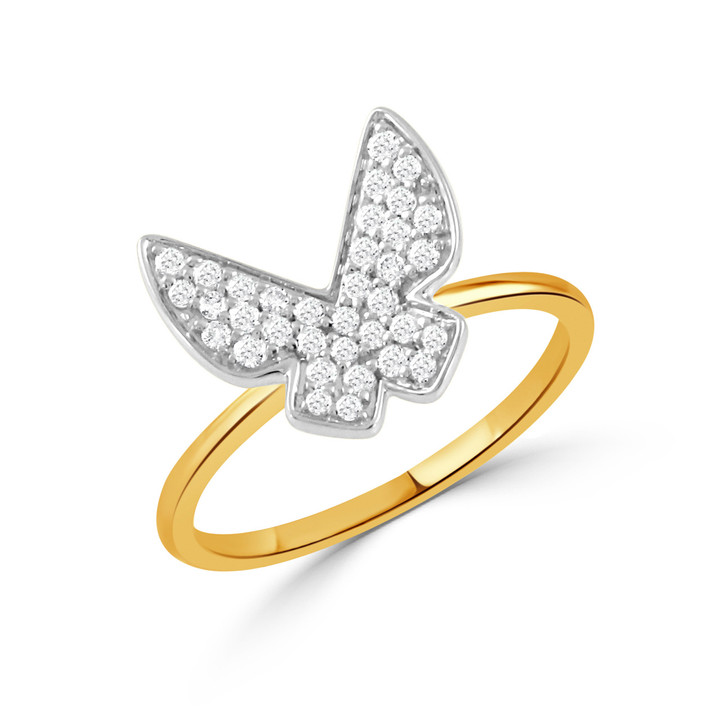 Yellow and white gold diamond butterfly ring by Doves