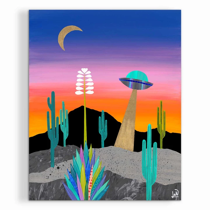 Contact Point desert UFO collage by Lana Nguyen