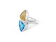 Blue Topaz & Rutilated Quartz Silver Ring JV-O