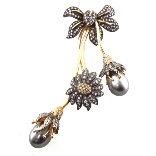 Lady's Stunning South Sea Pearl & Diamond Brooch