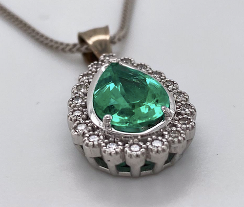 Lady's Magnificent Emerald And Diamond Pendant