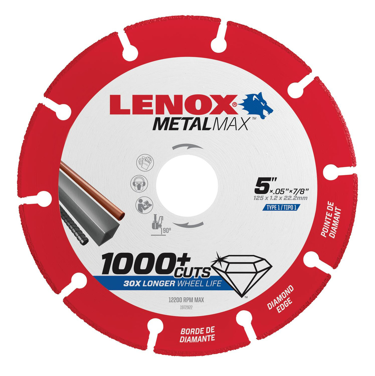 LENOX METALMAX CUT-OFF WHEEL - 5" DIAMETER, .050" THICKNESS, ⅞" ARBOR, 1972922