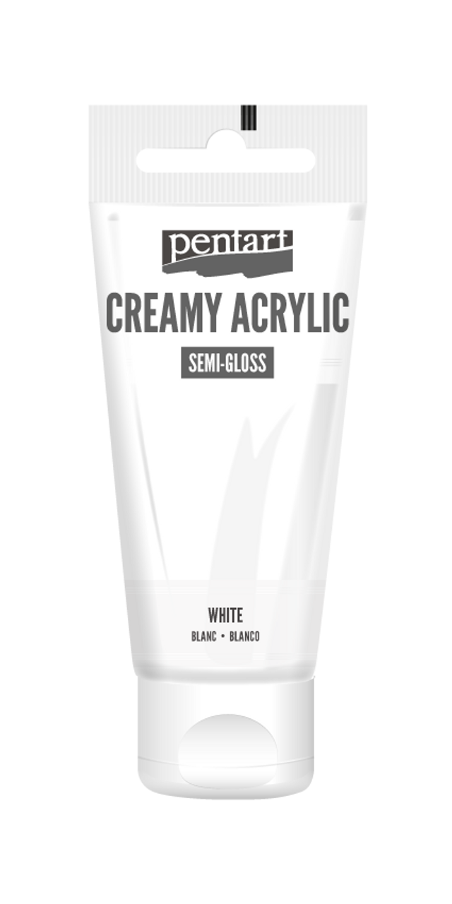 Pentart 60ml White Creamy Semi-gloss Acrylic Paint - TH Decor