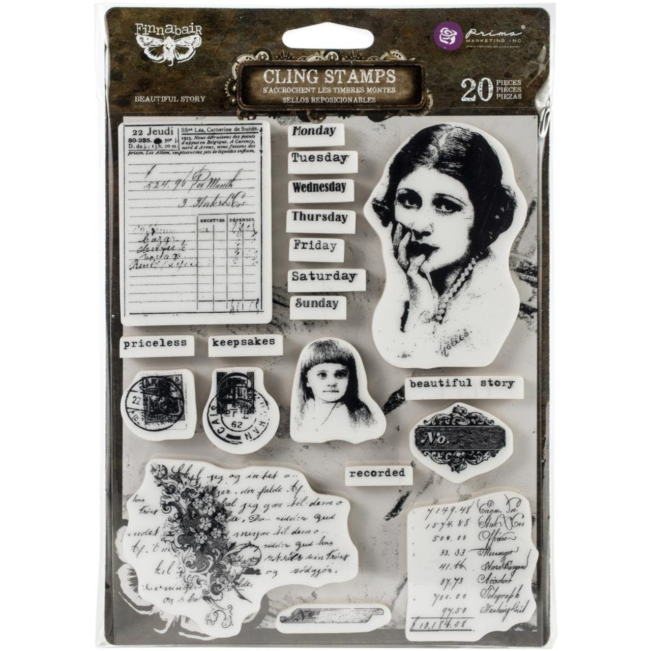 Prima Finnabair Art 6x7.5 Beautiful Story Clear Cling Journal Stamp Set -  TH Decor