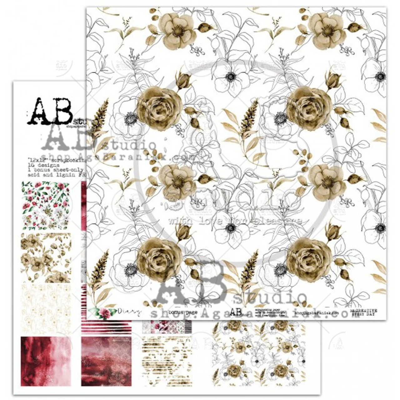 AB Studios Follow the Rabbit 8 Pgs 12x12 Scrapbook Paper Set - TH Decor