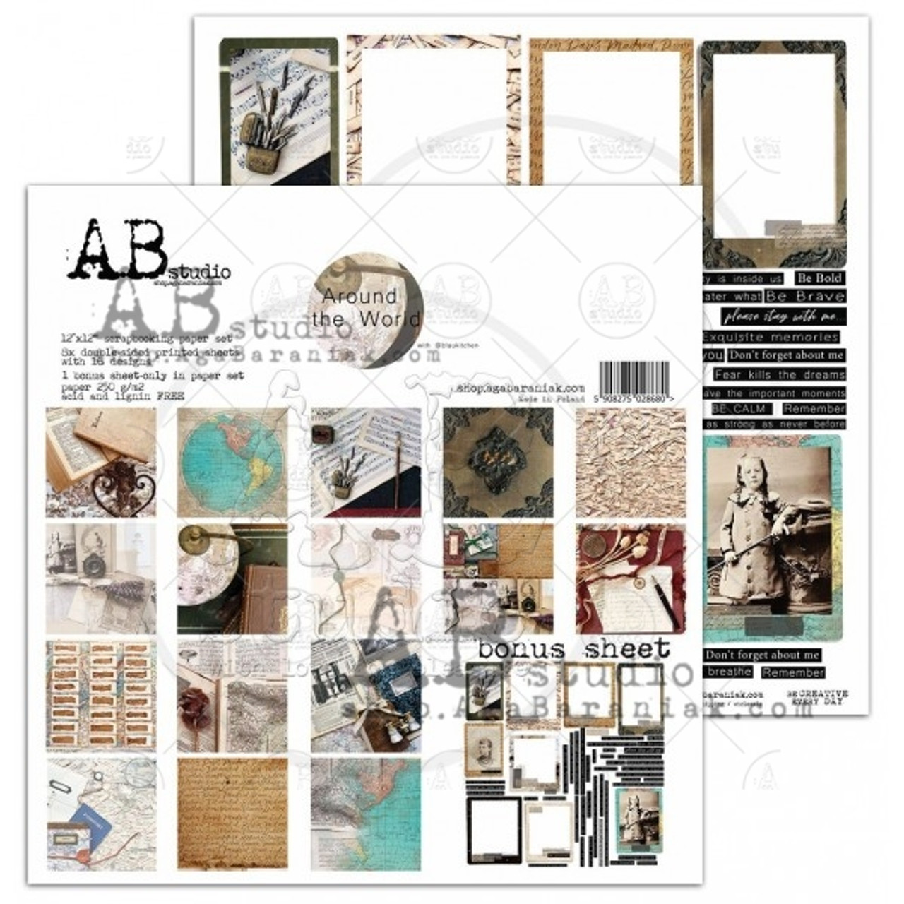 AB Studios In Wonderland 8 Pgss 12x12 Scrapbook Paper Set - TH Decor