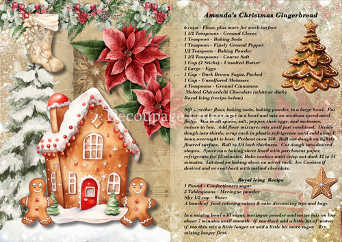 Decoupage Queen Amanda's Gingerbread Recipe A4 Rice Paper