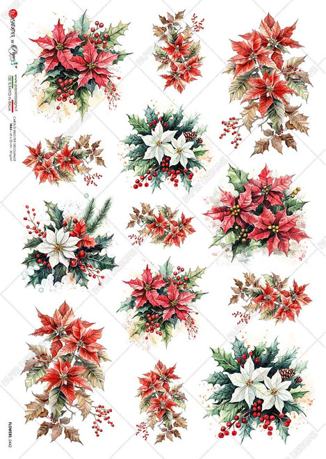 Paper Designs Poinsettia Snippets II Rice Paper A4 Rice Paper