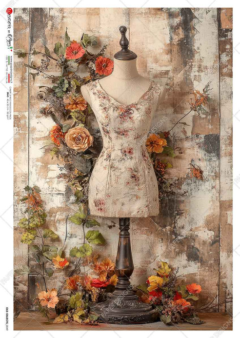 Paper Designs Vintage Dress Form Autumn Neutrals Rice Paper A4 Rice Paper