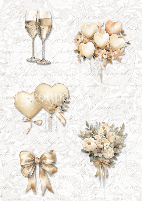 Decoupage Queen A3 Rice Paper - Dainty and the Queen - Wedding Elements
