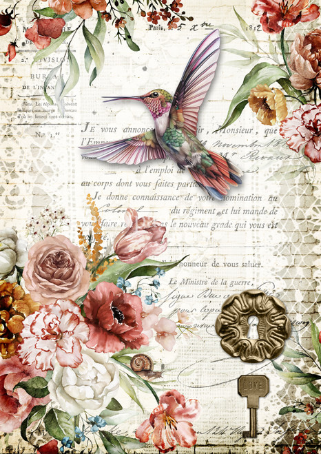 Decoupage Queen A3 Rice Paper - Colorful Blooms