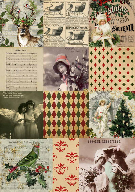 Decoupage Queen Christmas Squares Rice Paper for Furniture