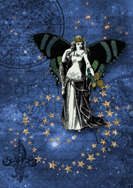 Decoupage Queen Blue Cosmic Fairy (Retiring) A4 Rice Paper